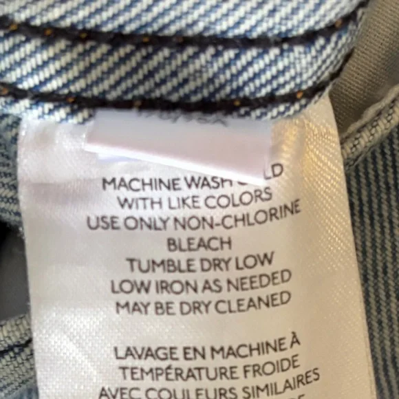 We The Free People Light Blue Denim Distressed Oversized Jacket Gray Hood Size M - Picture 10 of 11